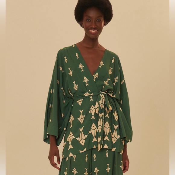 FARM Rio Tops - Farm Rio Fish Design flowy Kimono top